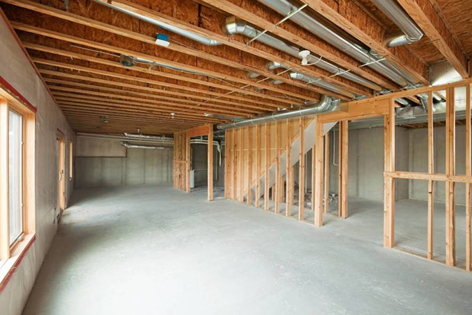 image of basement framing